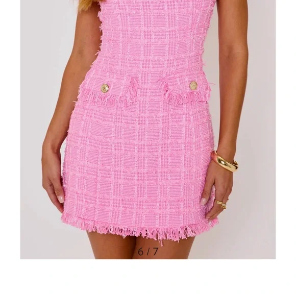 Vici Pink Tweed Dress - Picture 2 of 3